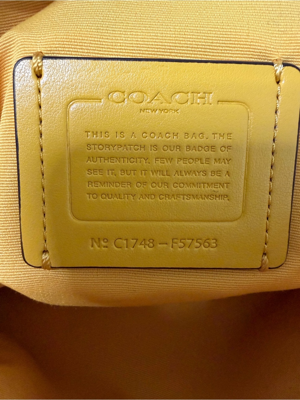 Coach Mini Kelsey Satchel Pebble Leather Mustard Yellow Style# F57563 - Picture 12 of 12